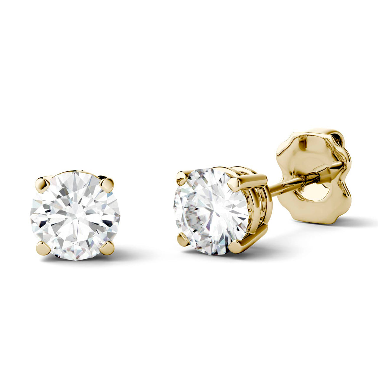  Charles & Colvard Charles & Colvard Moissanite Stud Earrings - Yellow Gold - Bonton