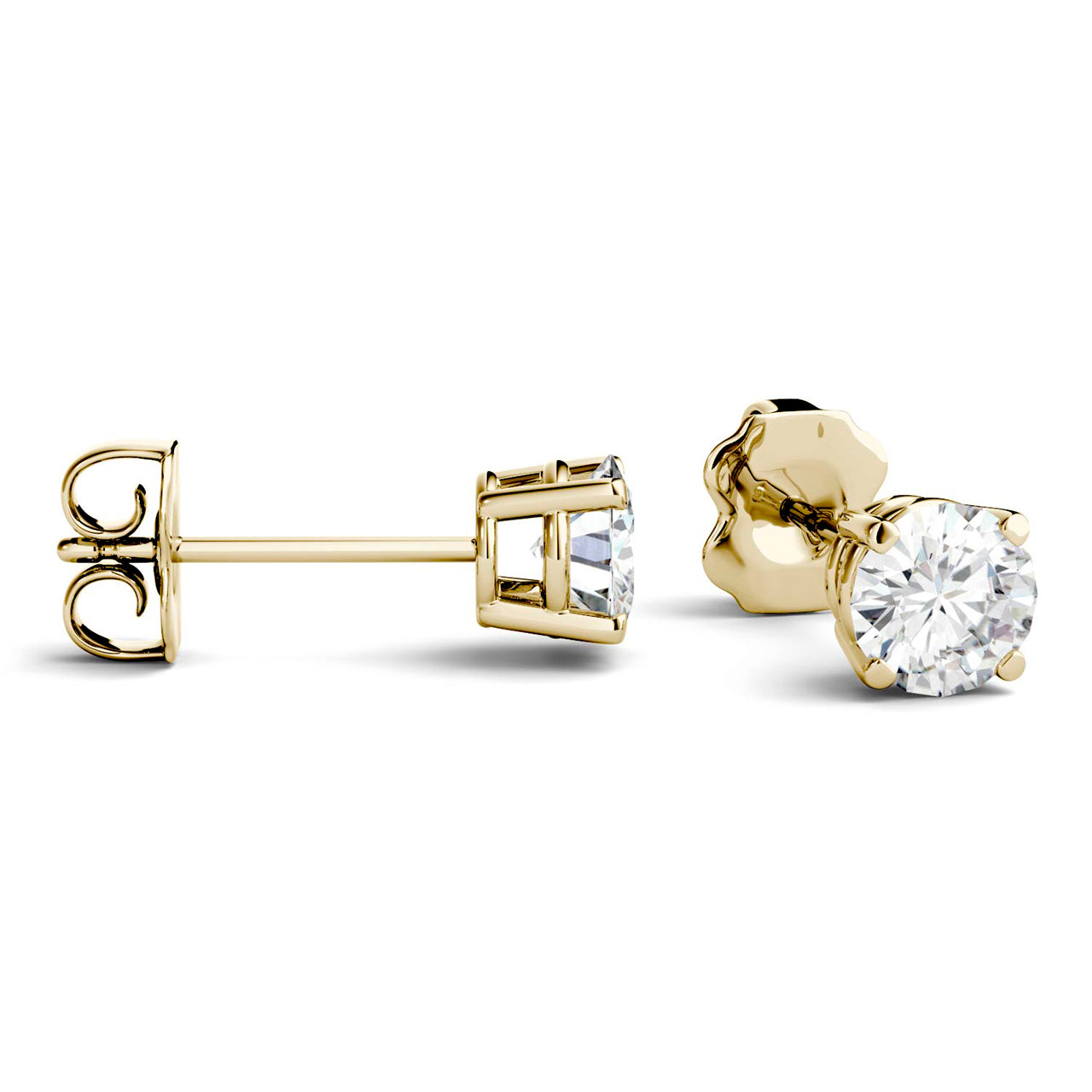  Charles & Colvard Charles & Colvard Moissanite Stud Earrings - Yellow Gold - Bonton