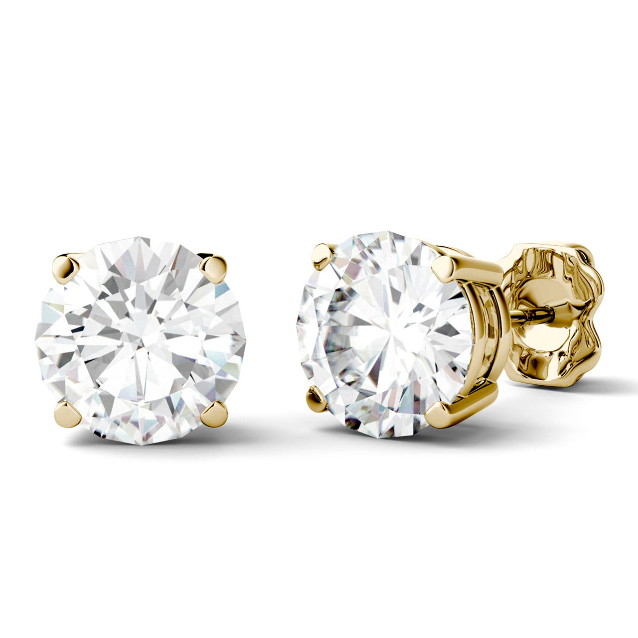  Charles & Colvard Charles & Colvard Moissanite Stud Earrings - Yellow Gold - Bonton