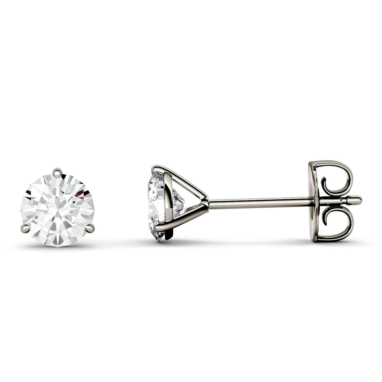  Charles & Colvard Charles & Colvard Moissanite Martini Stud Earrings - White Gold - Bonton