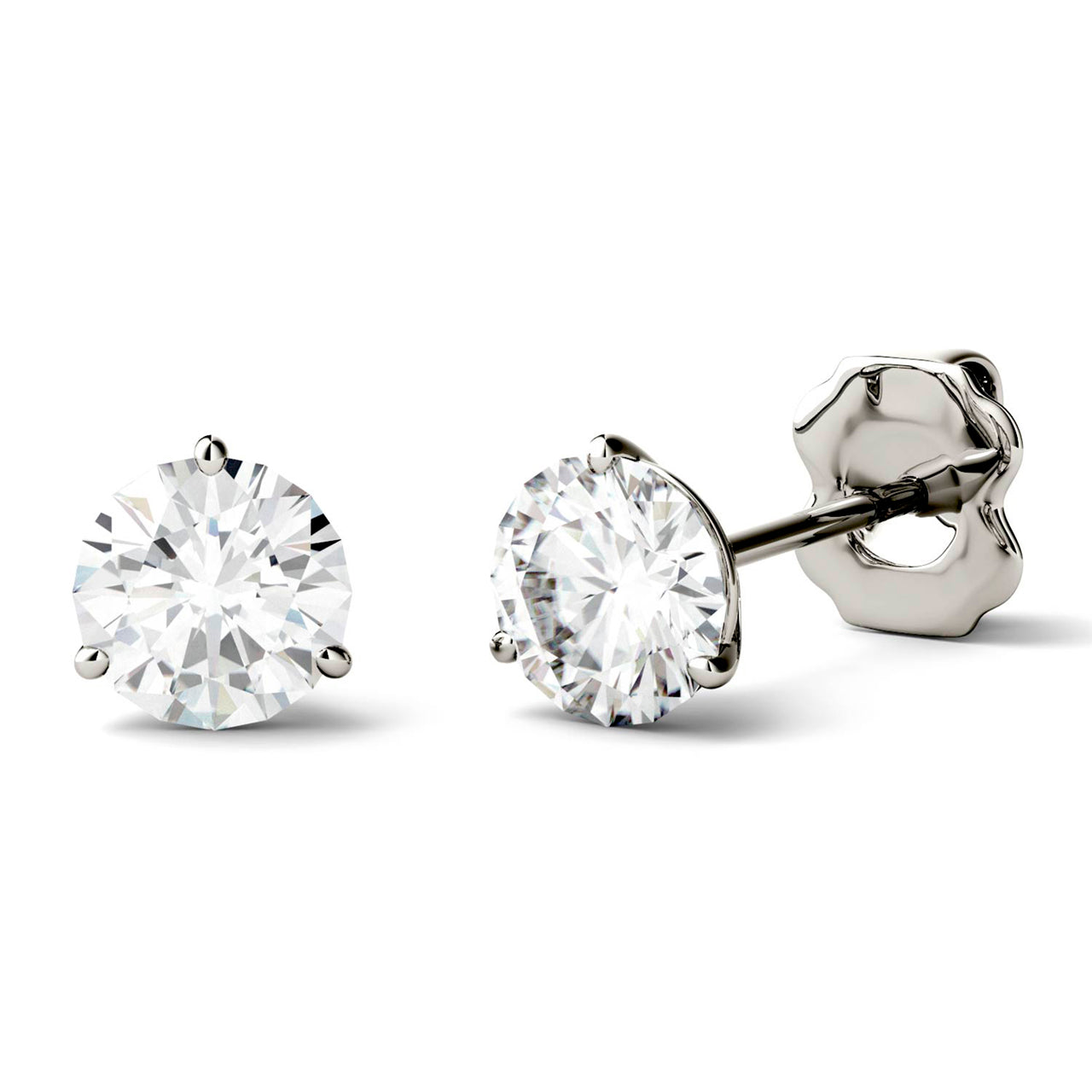  Charles & Colvard Charles & Colvard Moissanite Martini Stud Earrings - White Gold - Bonton