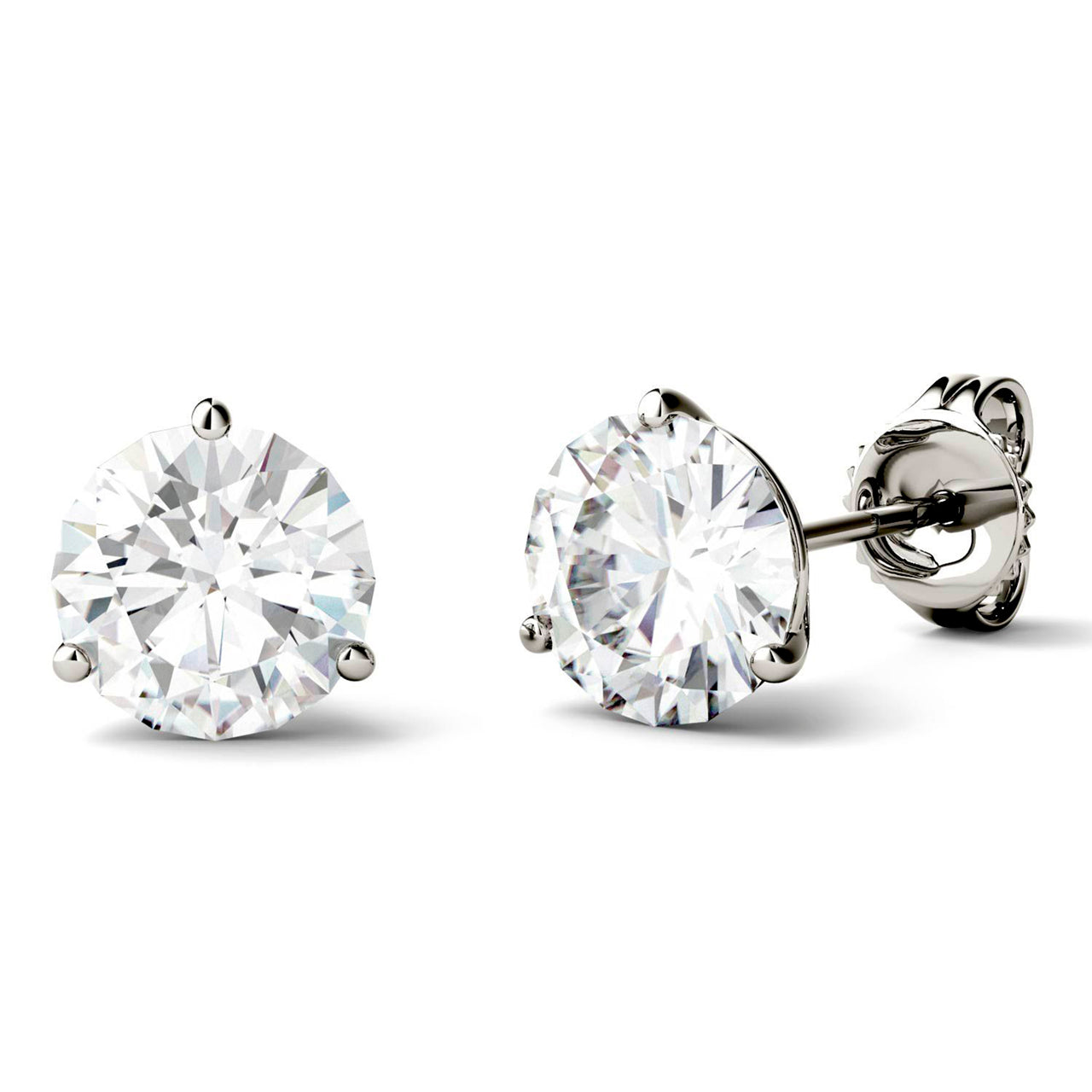  Charles & Colvard Charles & Colvard Moissanite Martini Stud Earrings - Yellow Gold - Bonton