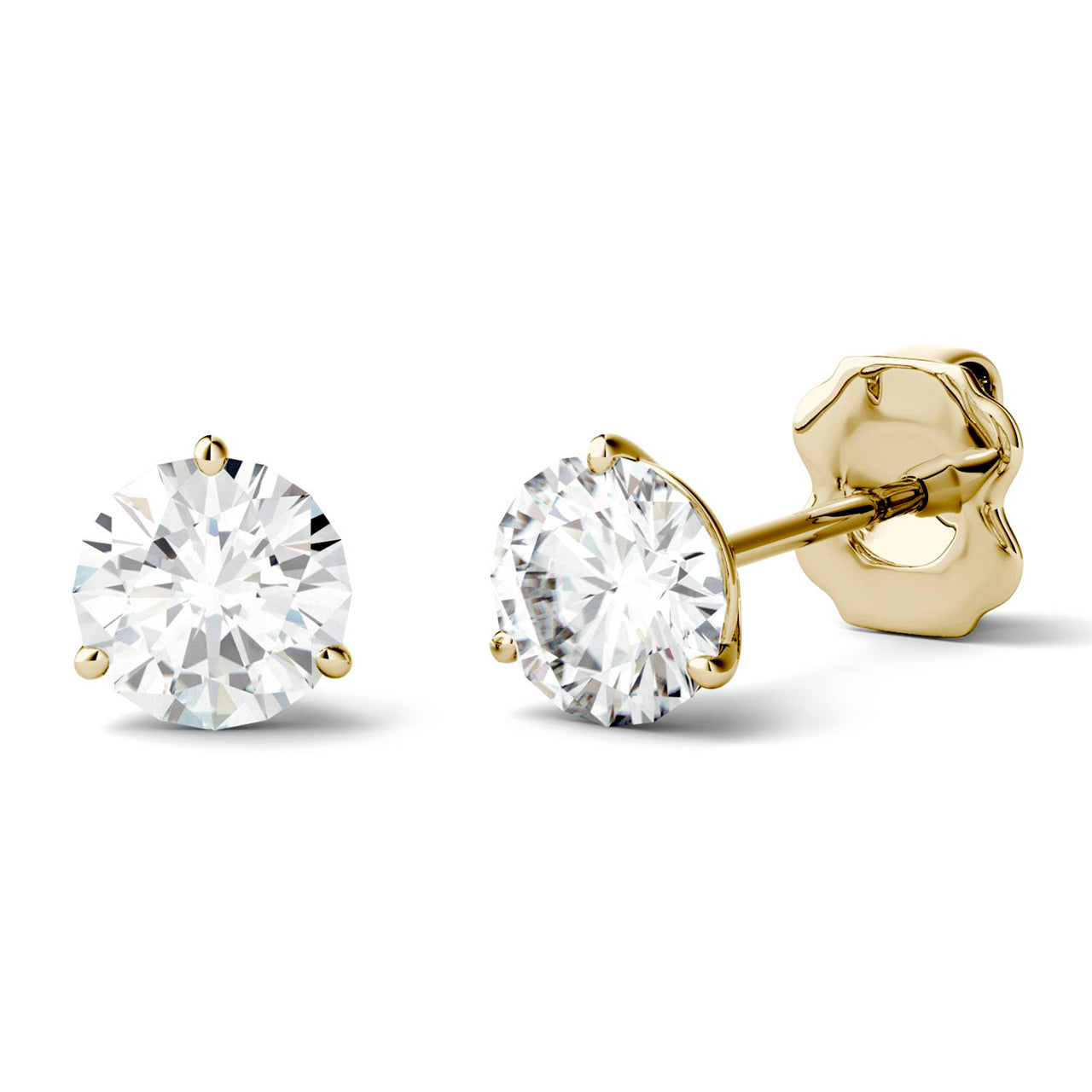  Charles & Colvard Charles & Colvard Moissanite Martini Stud Earrings - Yellow Gold - Bonton