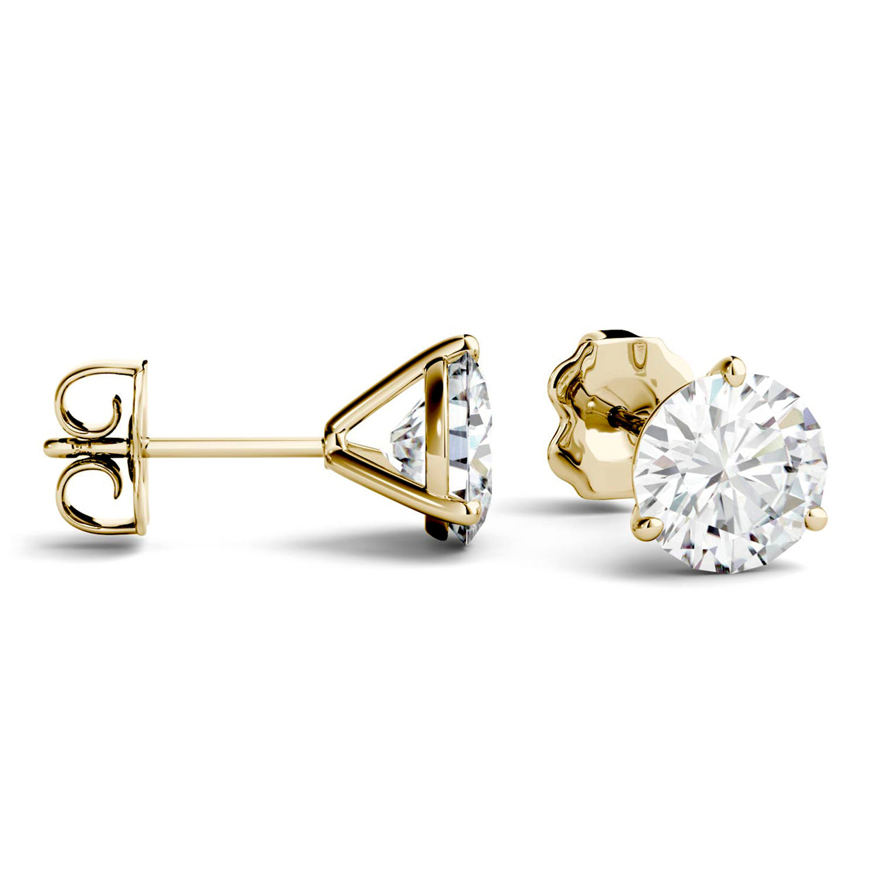  Charles & Colvard Charles & Colvard Moissanite Martini Stud Earrings - Yellow Gold - Bonton