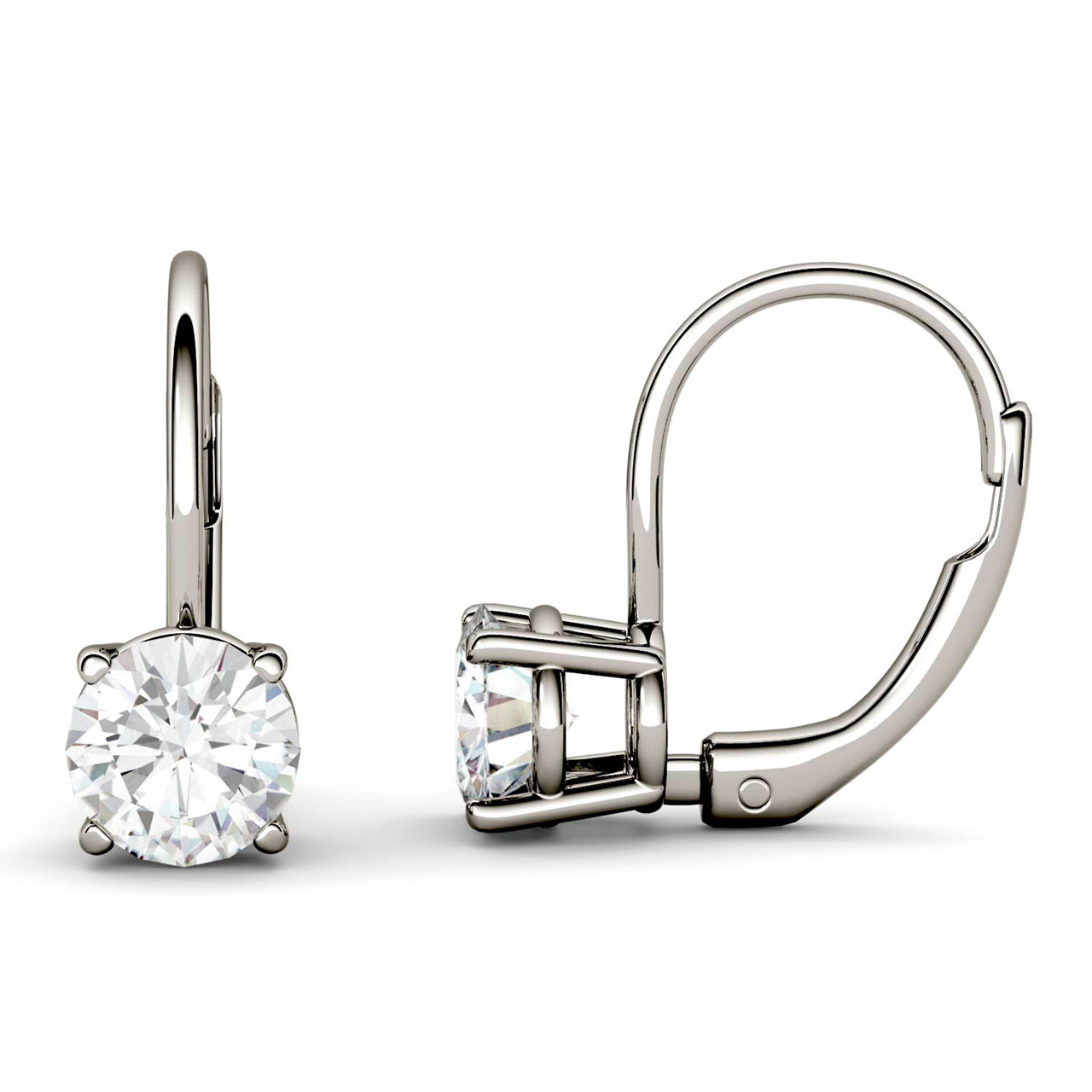  Charles & Colvard Charles & Colvard Moissanite Leverback Earrings - White Gold - Bonton