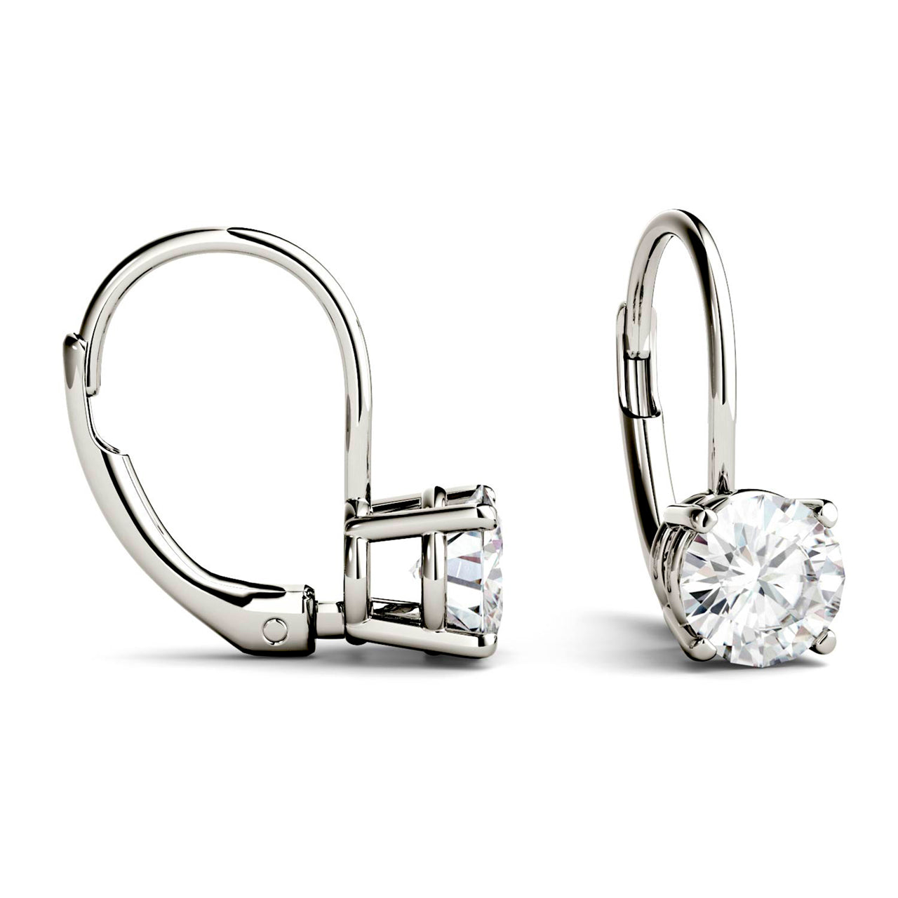  Charles & Colvard Charles & Colvard Moissanite Leverback Earrings - White Gold - Bonton