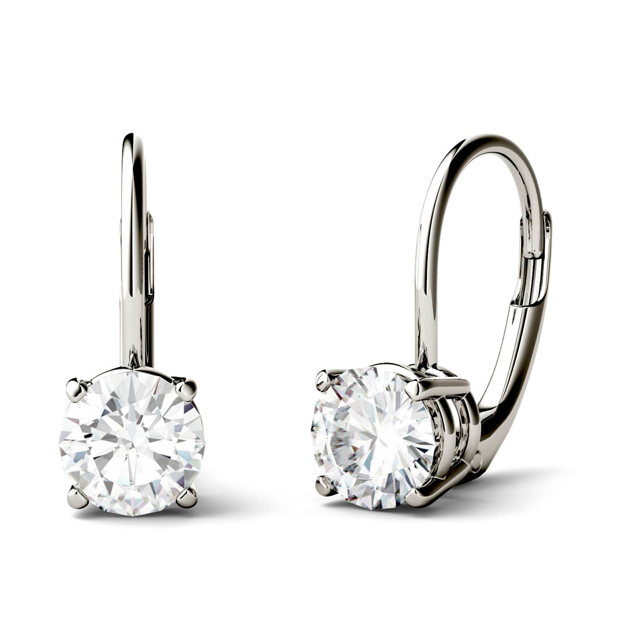  Charles & Colvard Charles & Colvard Moissanite Leverback Earrings - White Gold - Bonton