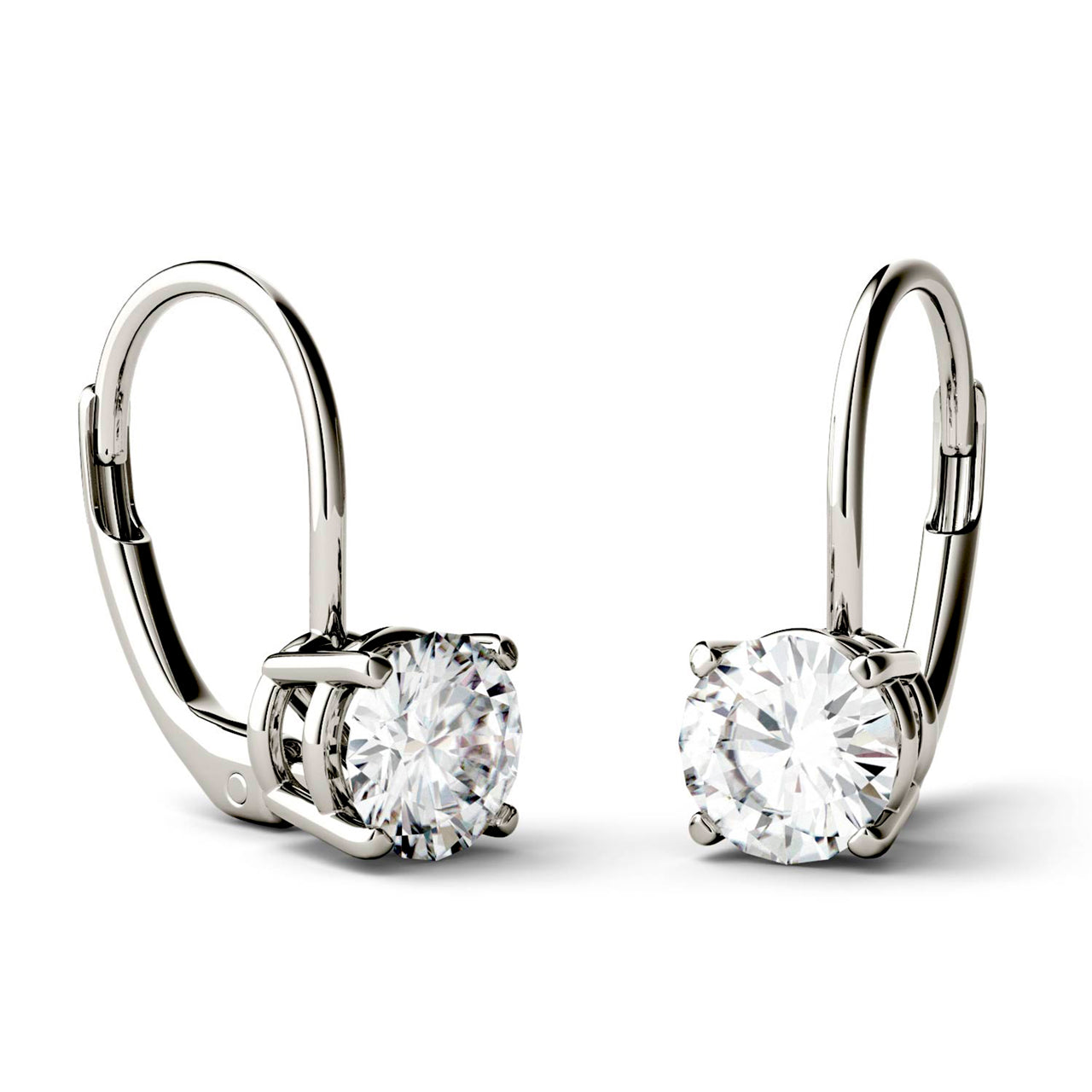  Charles & Colvard Charles & Colvard Moissanite Leverback Earrings - White Gold - Bonton