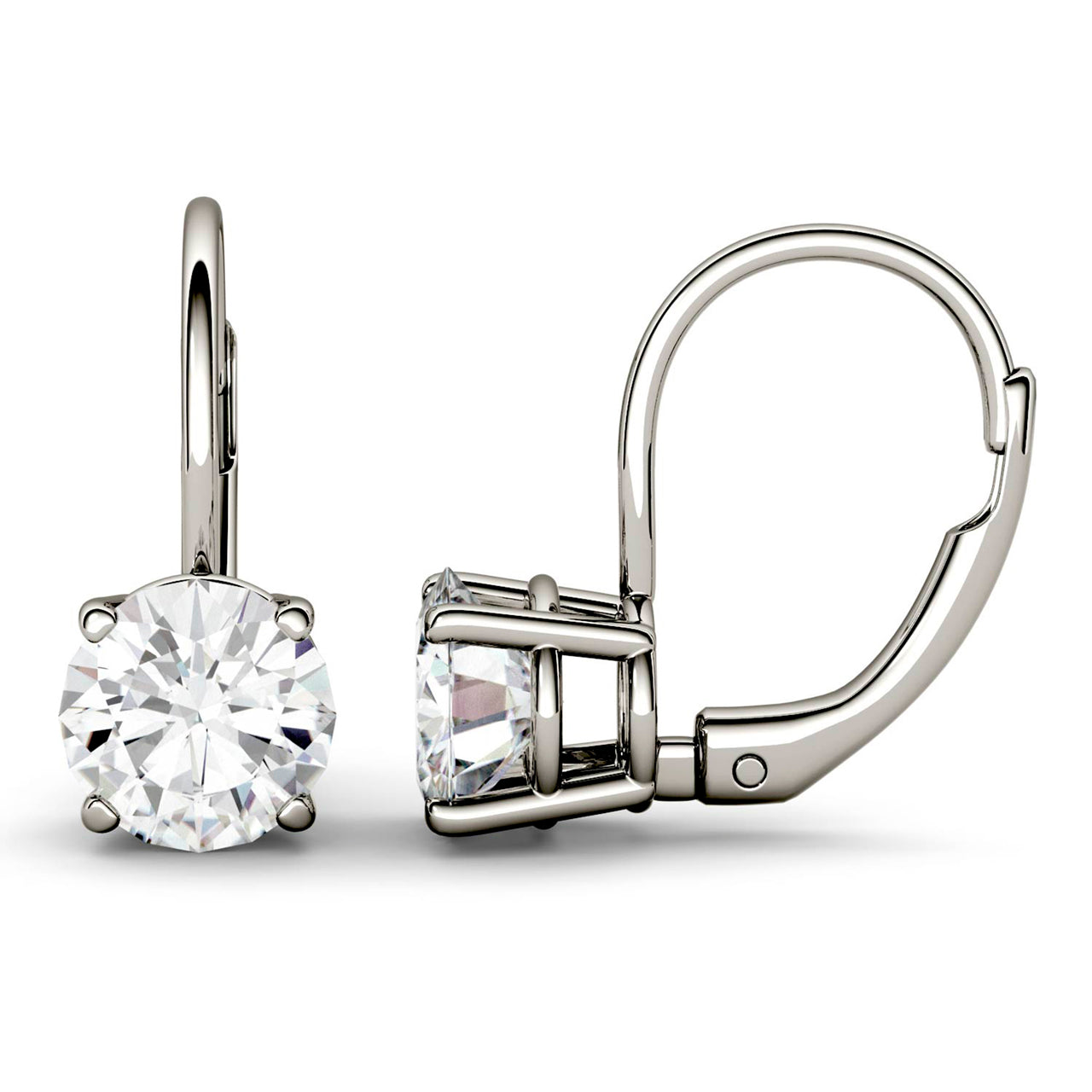  Charles & Colvard Charles & Colvard Moissanite Leverback Earrings - White Gold - Bonton