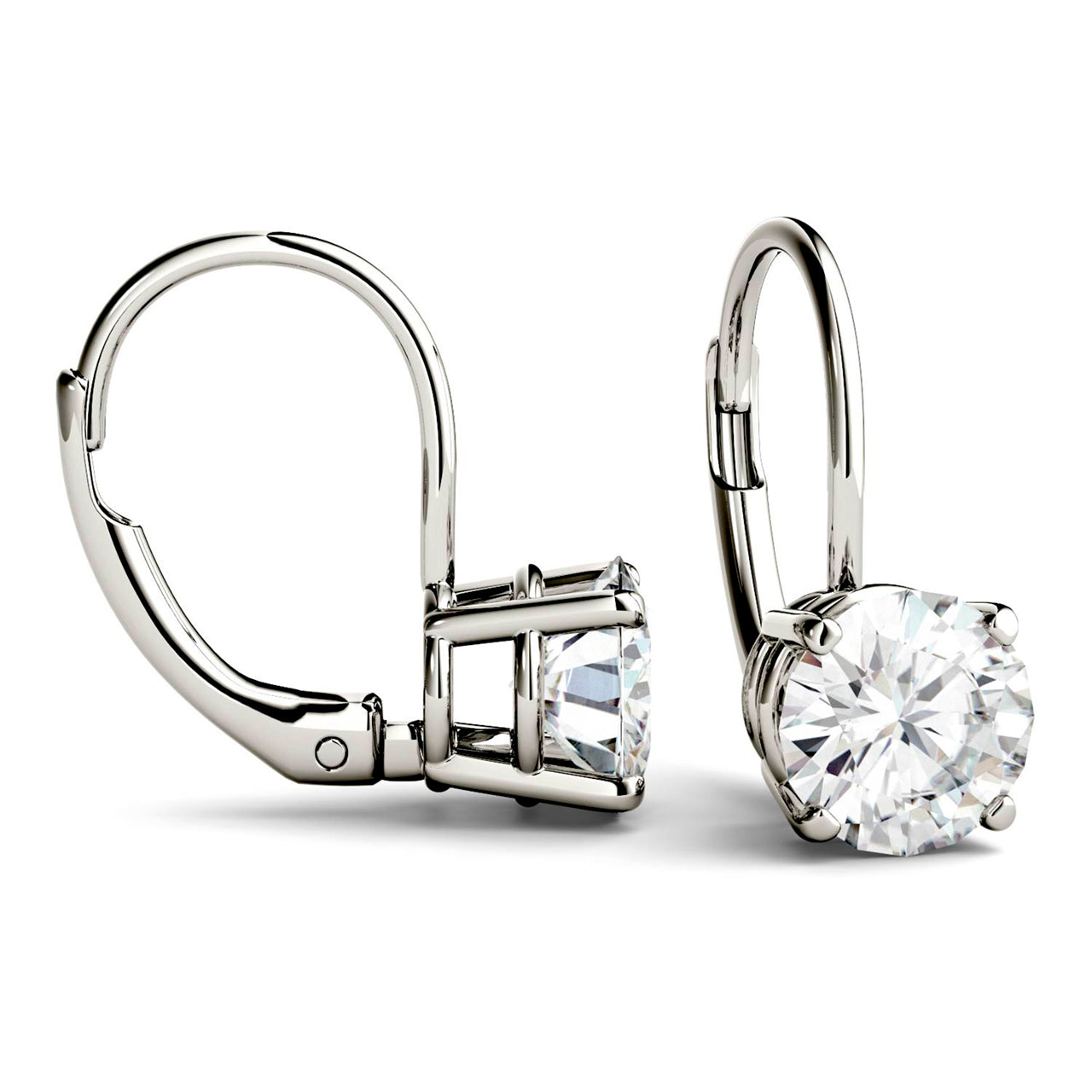  Charles & Colvard Charles & Colvard Moissanite Leverback Earrings - White Gold - Bonton