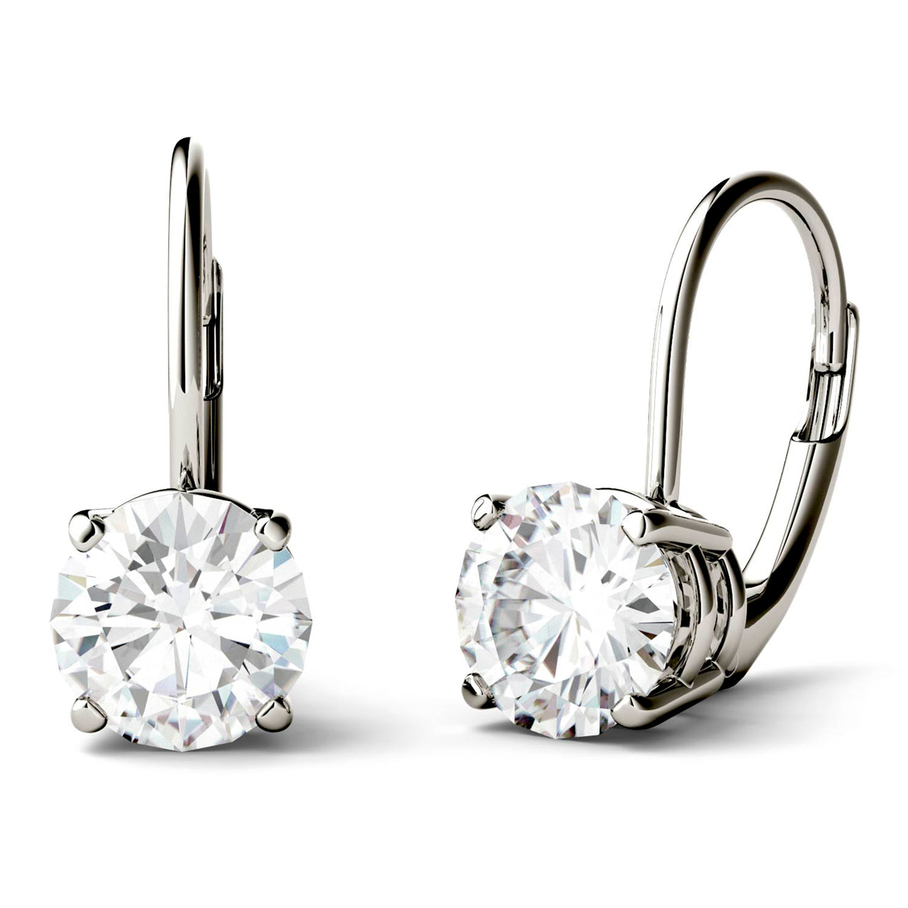  Charles & Colvard Charles & Colvard Moissanite Leverback Earrings - Yellow Gold - Bonton