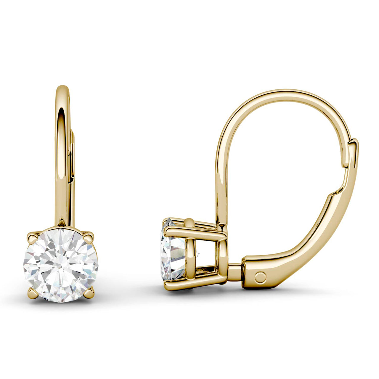  Charles & Colvard Charles & Colvard Moissanite Leverback Earrings - Yellow Gold - Bonton