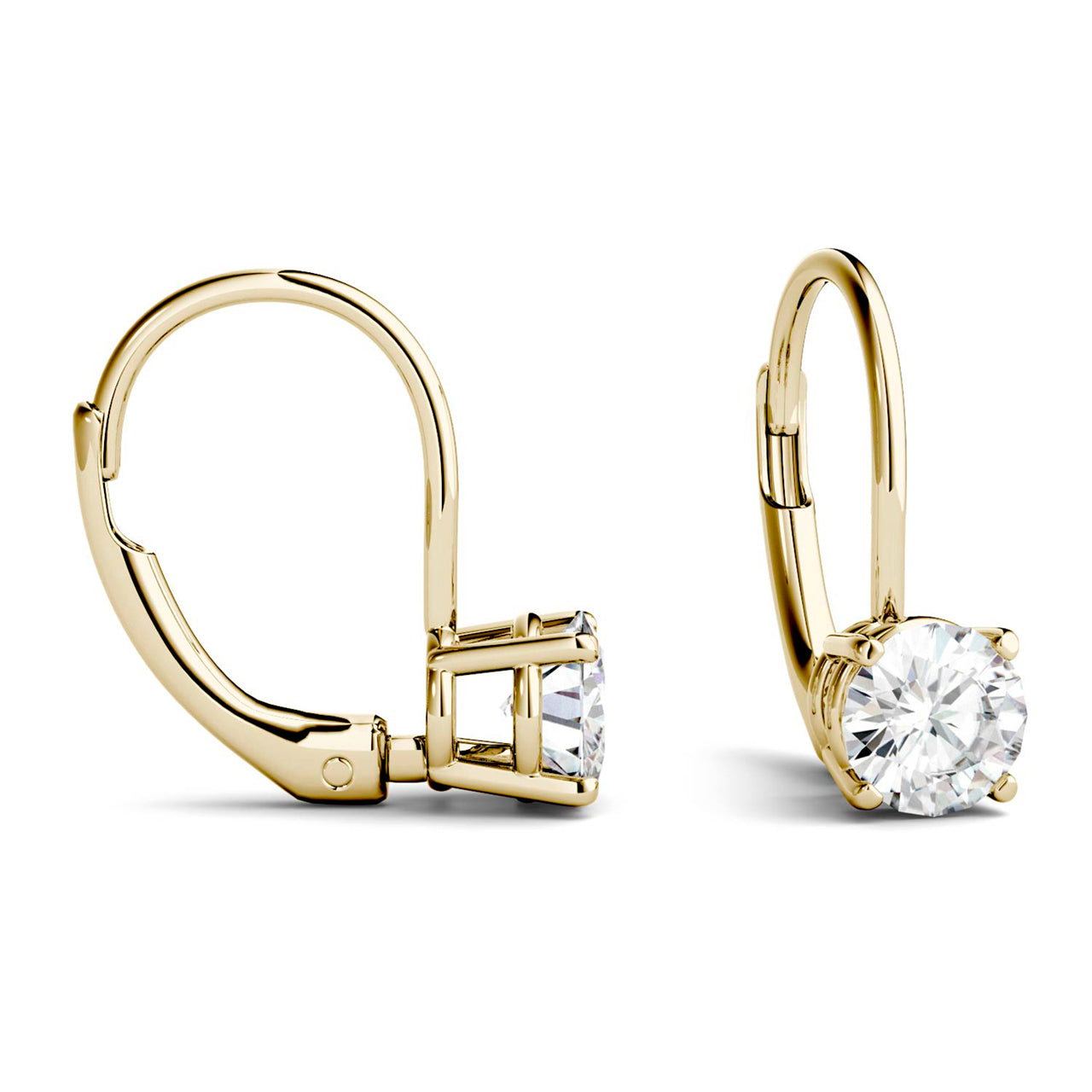  Charles & Colvard Charles & Colvard Moissanite Leverback Earrings - Yellow Gold - Bonton