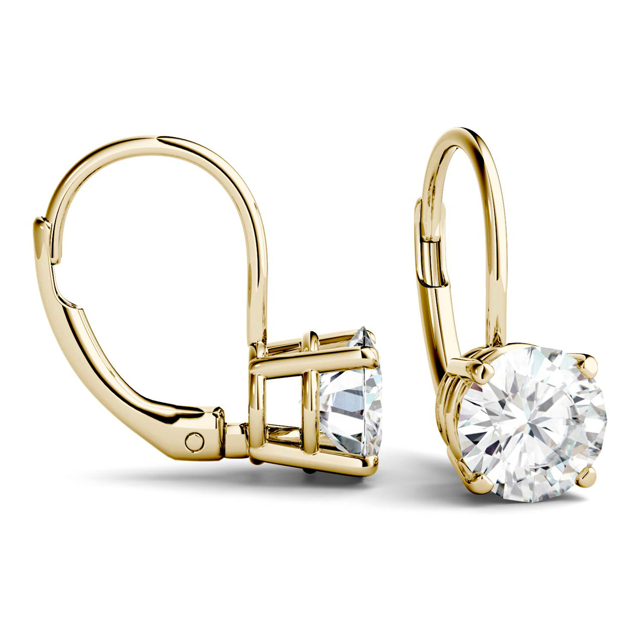  Charles & Colvard Charles & Colvard Moissanite Leverback Earrings - Yellow Gold - Bonton