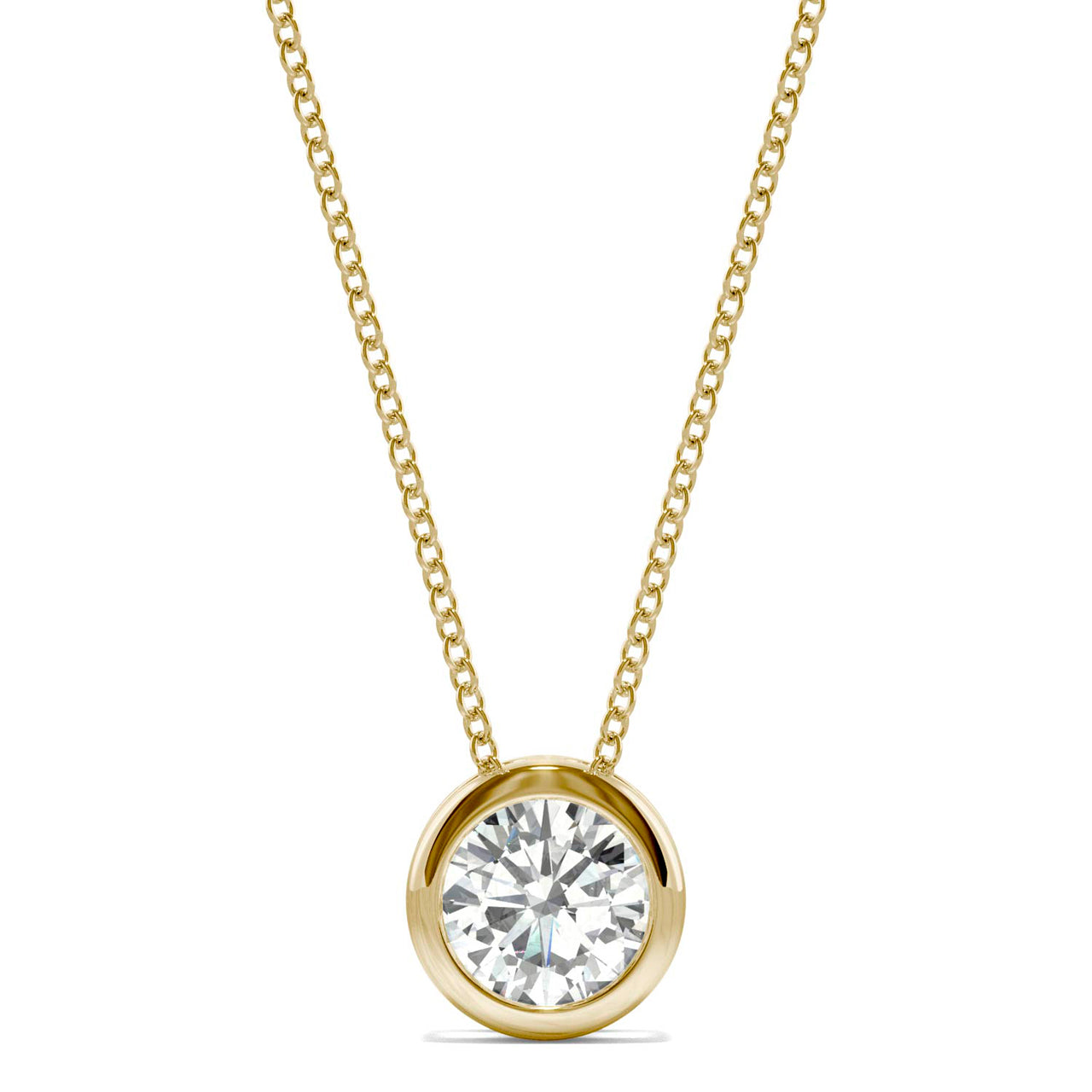  Charles & Colvard Charles & Colvard 0.50cttw Moissanite Bezel Pendant - White Gold - Bonton