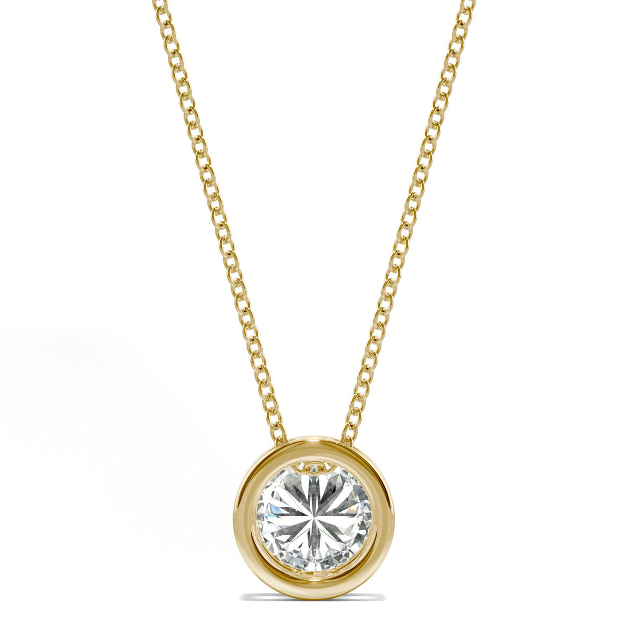  Charles & Colvard Charles & Colvard 0.50cttw Moissanite Bezel Pendant - White Gold - Bonton