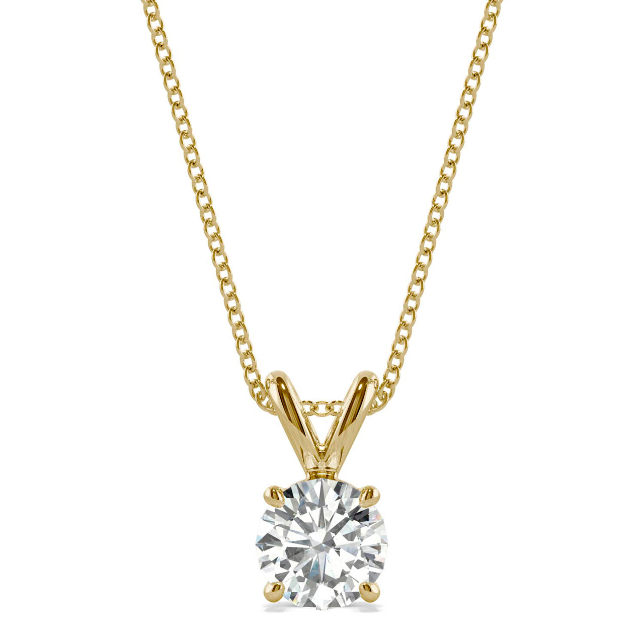  Charles & Colvard Charles & Colvard 1.00cttw Moissanite Solitaire Pendant - Yellow Gold - Bonton