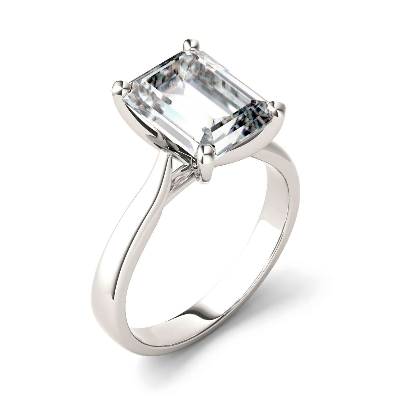  Charles & Colvard Charles & Colvard 3.55cttw Moissanite Emerald Cut Solitaire Ring - White Gold - Bonton