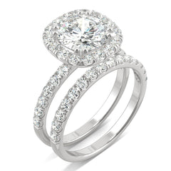 Charles & Colvard 2.87cttw Moissanite Halo Bridal Set