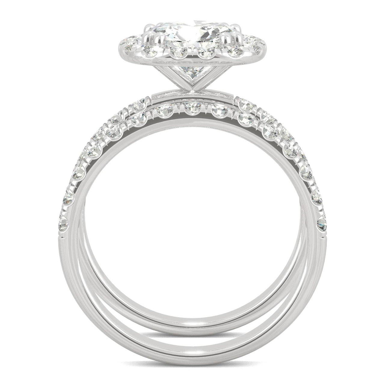  Charles & Colvard Charles & Colvard 2.87cttw Moissanite Halo Bridal Set - White Gold - Bonton