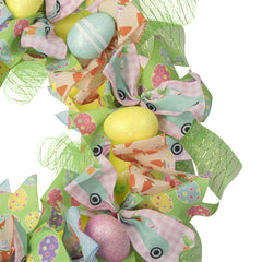 Pastel Easter Egg and Ribbons Wreath  22-Inch  Unlit