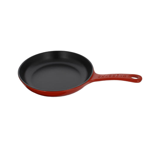 Chasseur French Enameled Cast Iron Fry Pan With Cast Iron Handle, 8-Inch, Red