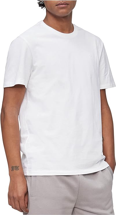  Calvin Klein Short Sleeves Smooth Cotton Solid Crewneck Tee - Brilliant White - Bonton