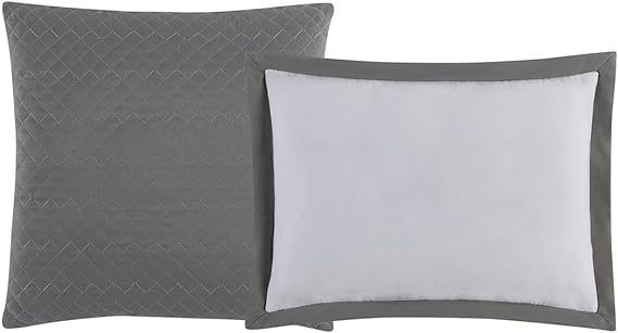  Truly Soft Hotel Comforter Set White/Grey - White and Grey - Bonton