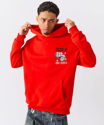 Hustle Over Hype Embroidered Hoodie - Red
