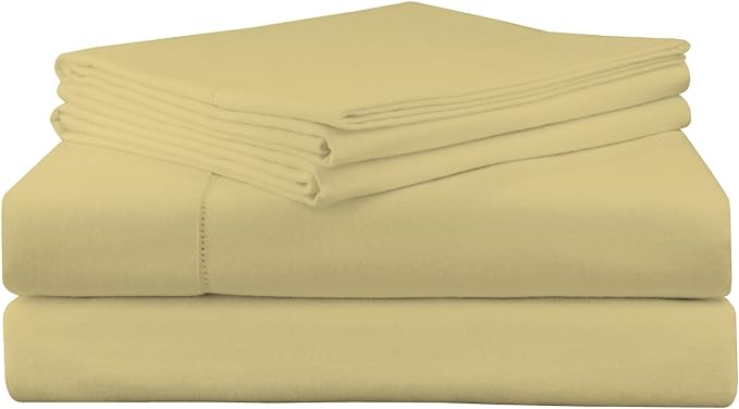  Pointehaven Cotton Luxury Flannel Solid & Print Sheet Sets - Straw - Bonton