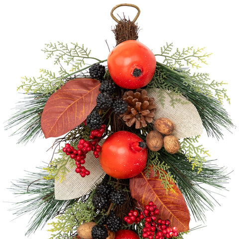 30" Autumn Harvest Mixed Berry and Pomegranate Artificial Teardrop Swag - Unlit