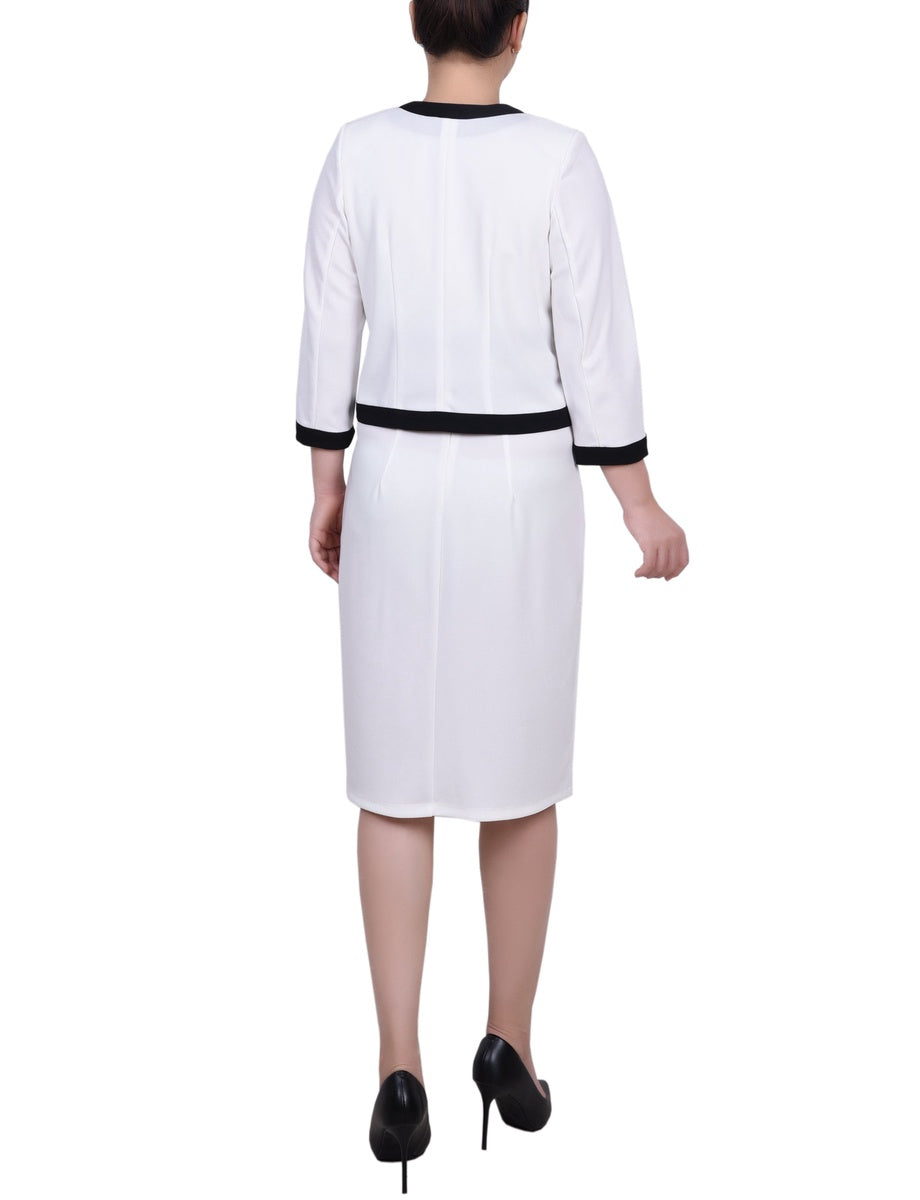  NY Collection Elbow Sleeve Colorblocked 2 Piece Dress Set - Black White - Bonton