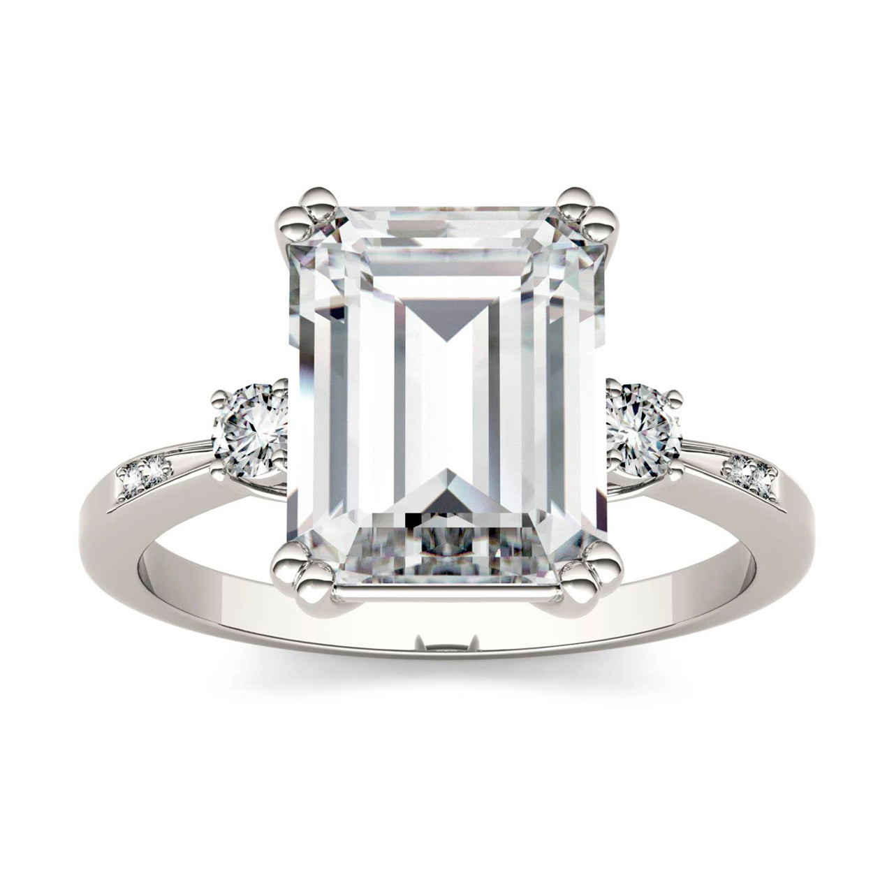  Charles & Colvard Charles & Colvard 3.69cttw Moissanite Emerald Cut Engagement Ring - White Gold - Bonton