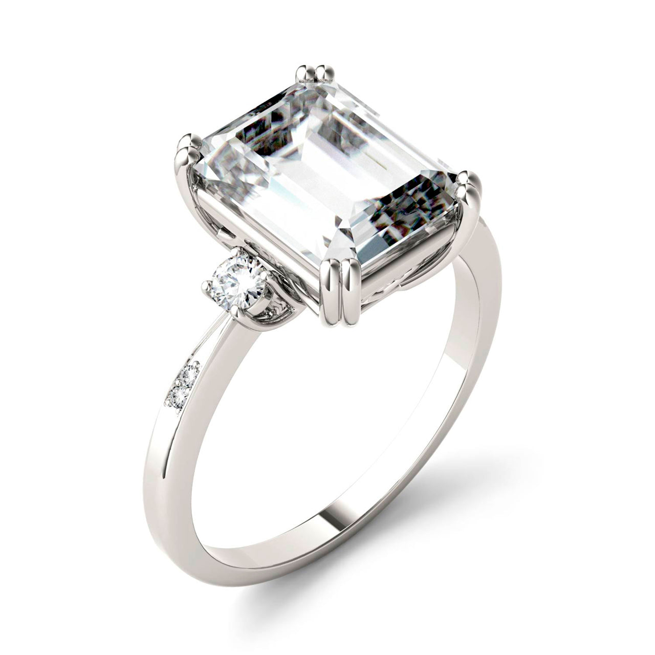  Charles & Colvard Charles & Colvard 3.55cttw Moissanite Emerald Cut Solitaire Ring - White Gold - Bonton