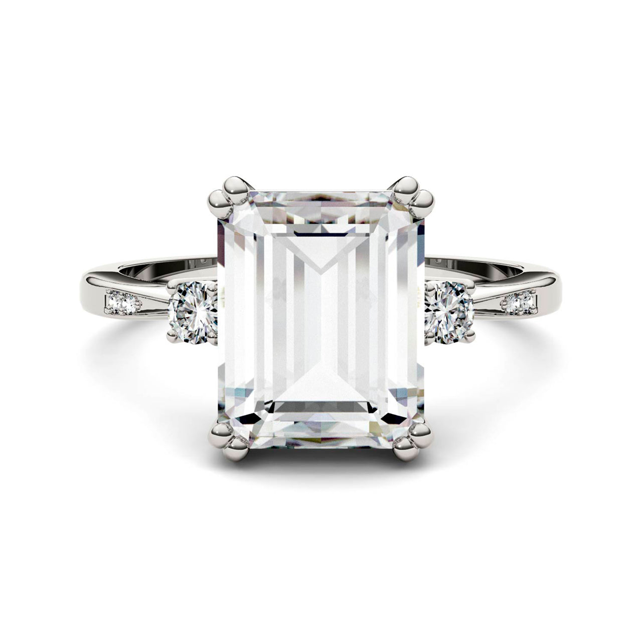  Charles & Colvard Charles & Colvard 3.69cttw Moissanite Emerald Cut Engagement Ring - White Gold - Bonton