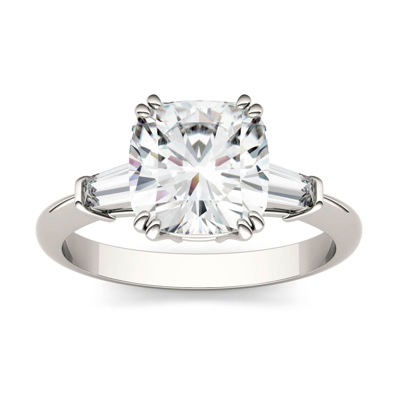  Charles & Colvard Charles & Colvard 2.77cttw Moissanite Cushion Engagement Ring - White Gold - Bonton