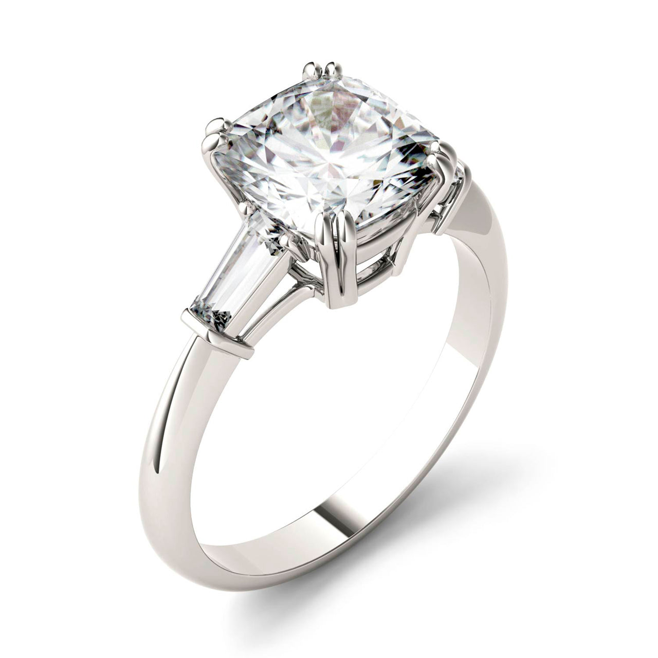  Charles & Colvard Charles & Colvard 2.77cttw Moissanite Cushion Engagement Ring - White Gold - Bonton