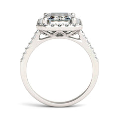 Charles & Colvard 4.06cttw Moissanite Emerald Cut Halo Engagement Ring