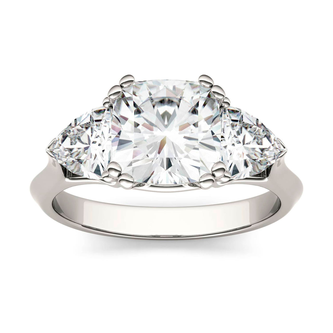  Charles & Colvard Charles & Colvard 4.24cttw Moissanite Cushion Halo Engagement Ring - White Gold - Bonton