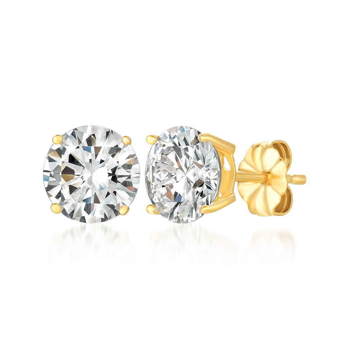  CRISLU Large 4ct Brilliant Stud Earrings in Gold - 18kt Yellow Gold - Bonton