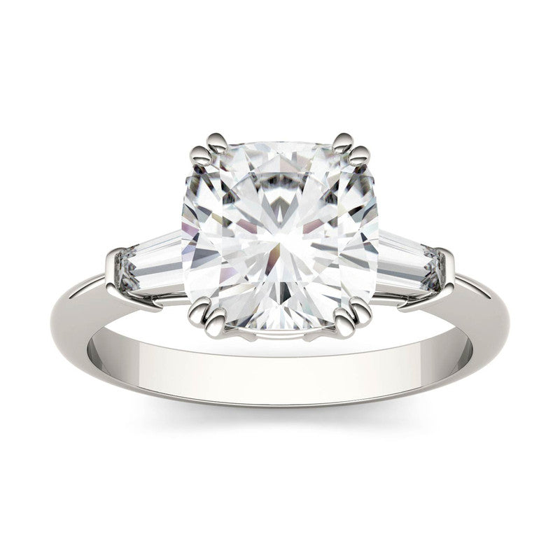  Charles & Colvard Charles & Colvard 2.77cttw Moissanite Cushion Engagement Ring - White Gold - Bonton