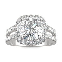 Charles & Colvard 4.24cttw Moissanite Cushion Halo Engagement Ring