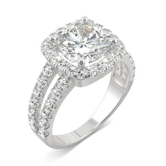 Charles & Colvard 4.24cttw Moissanite Cushion Halo Engagement Ring