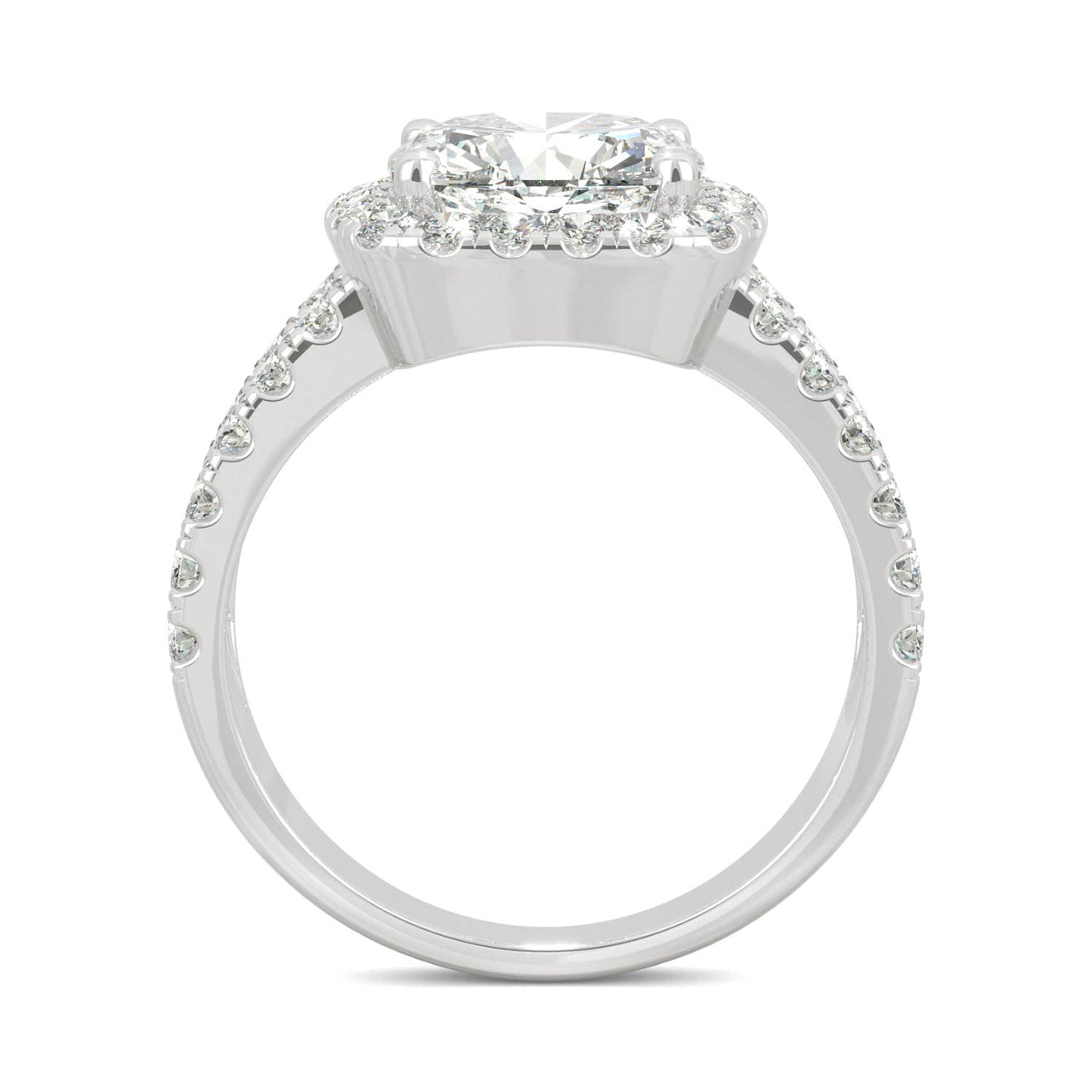  Charles & Colvard Charles & Colvard 4.24cttw Moissanite Cushion Halo Engagement Ring - White Gold - Bonton