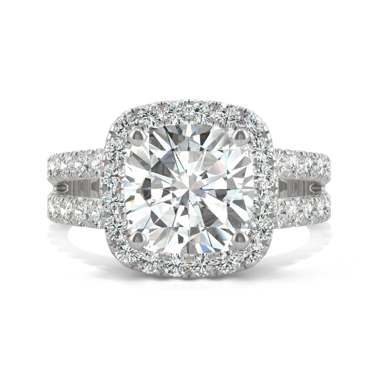  Charles & Colvard Charles & Colvard 4.24cttw Moissanite Cushion Halo Engagement Ring - White Gold - Bonton