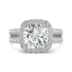 Charles & Colvard 4.24cttw Moissanite Cushion Halo Engagement Ring