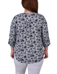 Plus Size 3/4 Roll Sleeve Top