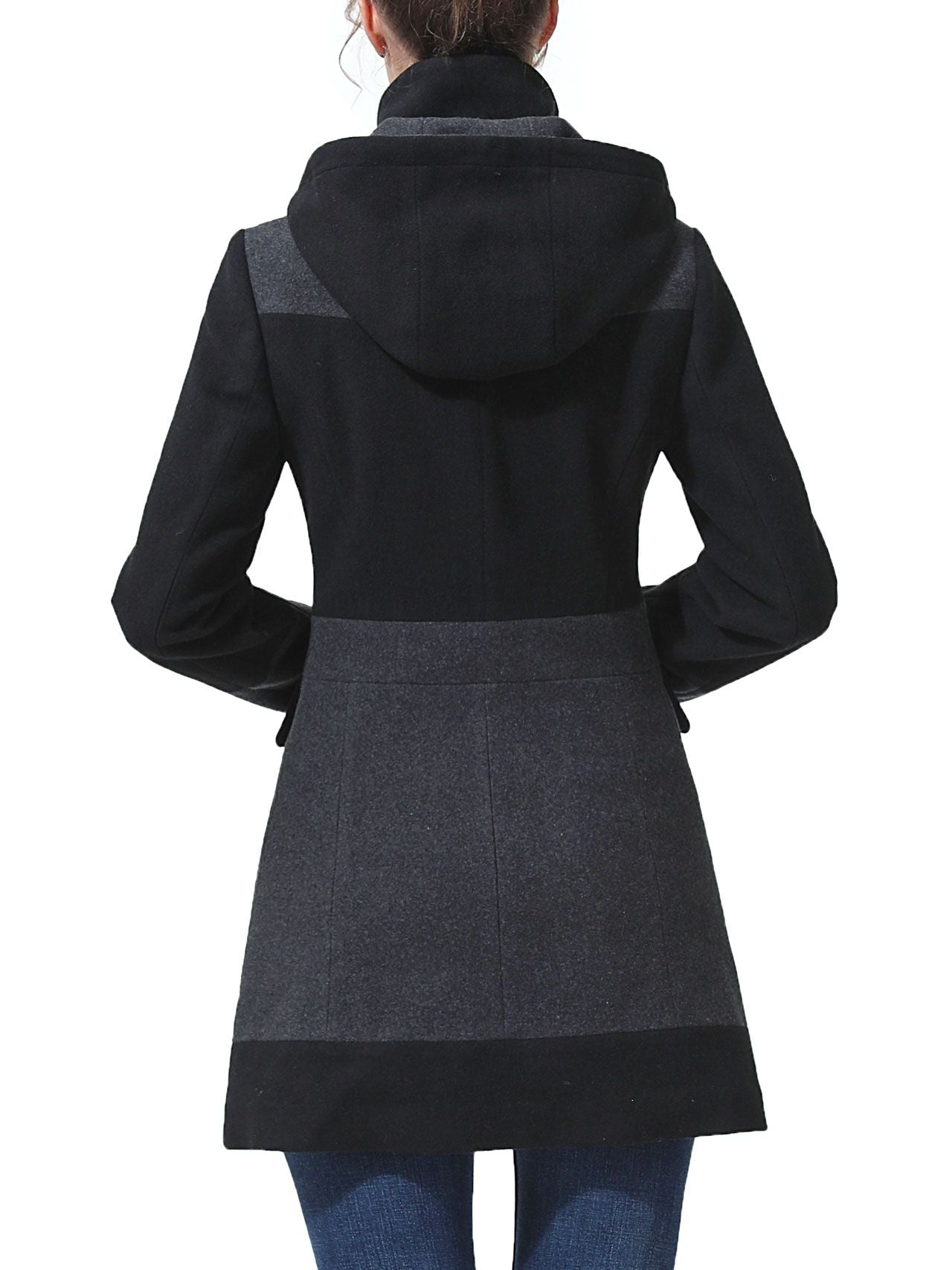  BGSD Women's Gia Hooded Wool Coat - Black/Gray - Bonton