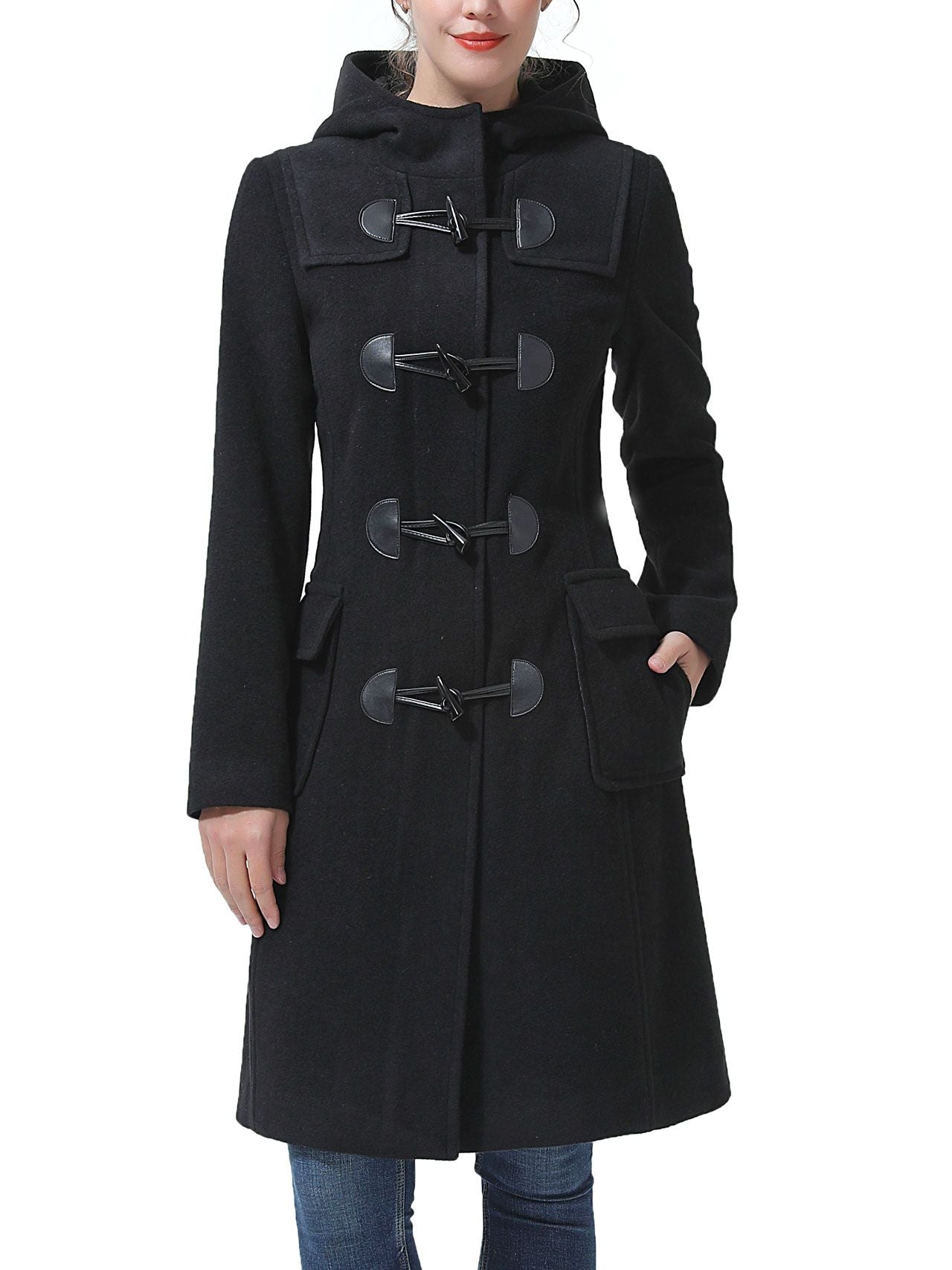  BGSD Women's Liv Hooded Toggle Duffle Wool Coat - Black - Bonton