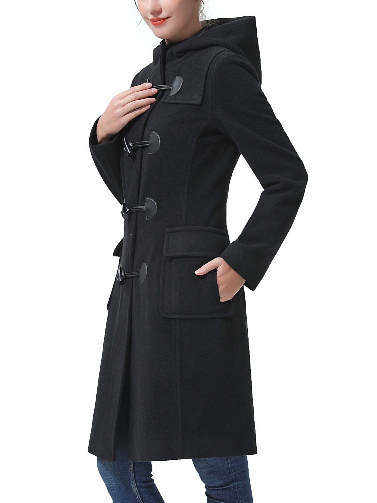  BGSD Women's Liv Hooded Toggle Duffle Wool Coat - Black - Bonton